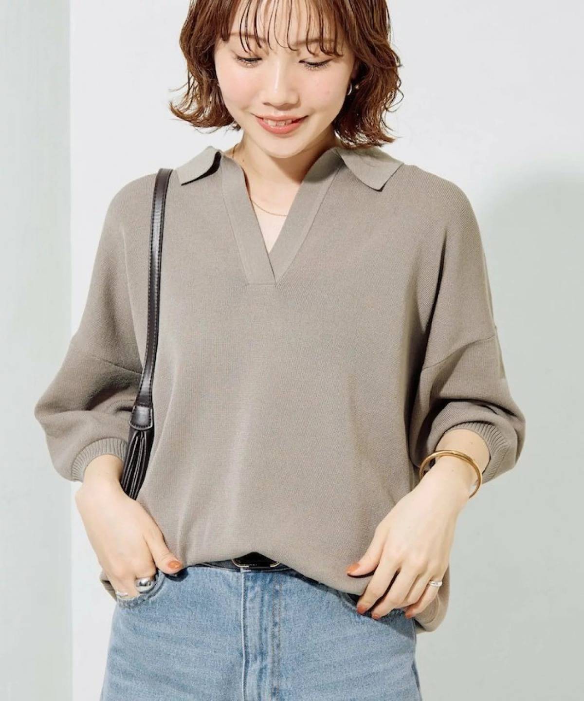 FREAK’S STORE 半袖ポロ襟スキッパーサマーニット