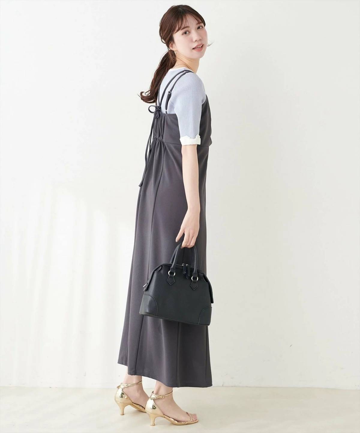 natural couture ドレープカットキャミワンピース