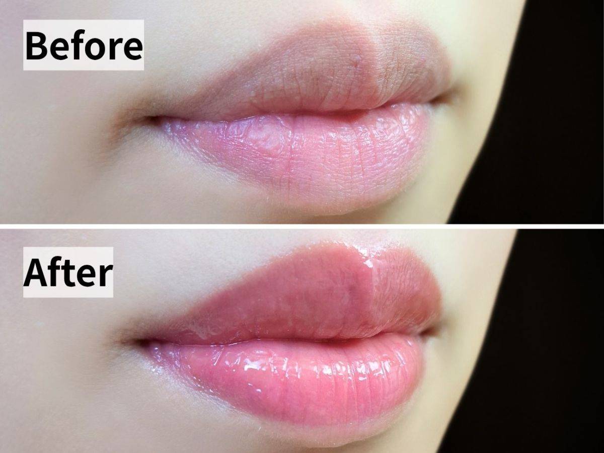 キス 4Dリップ 06レディーフィグ の仕上がりビフォーアフター比較画像