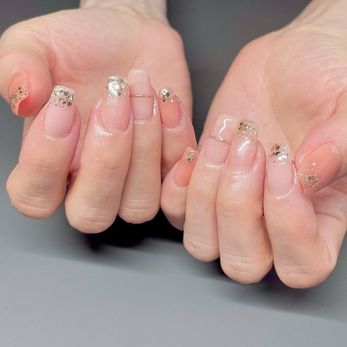 オレンジベージュネイル