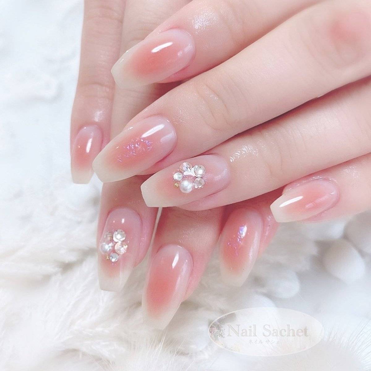 オレンジピンクネイル