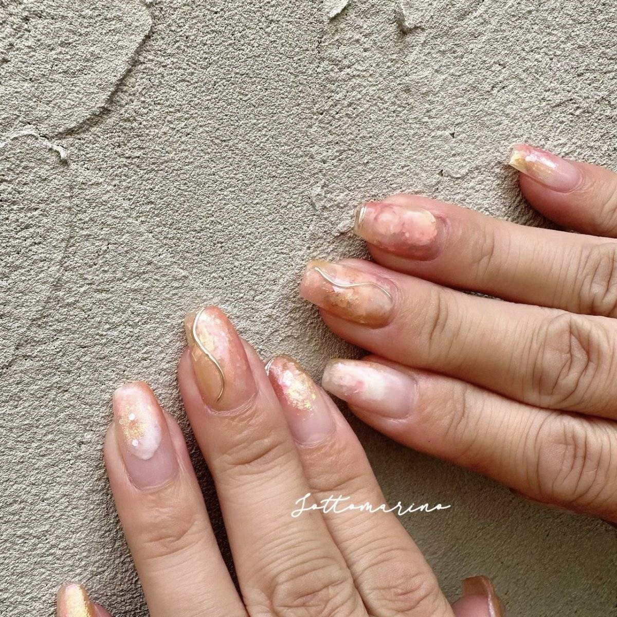 オレンジピンクネイル