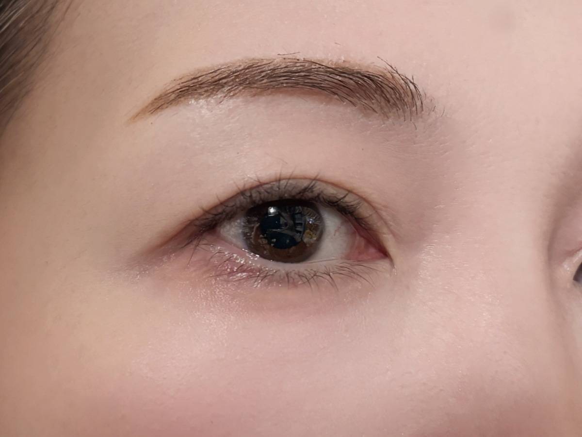 KATE ケイト バウンシーチークシャドウ PK-2 ピンクムース アイシャドウ 塗布前 筆者半顔