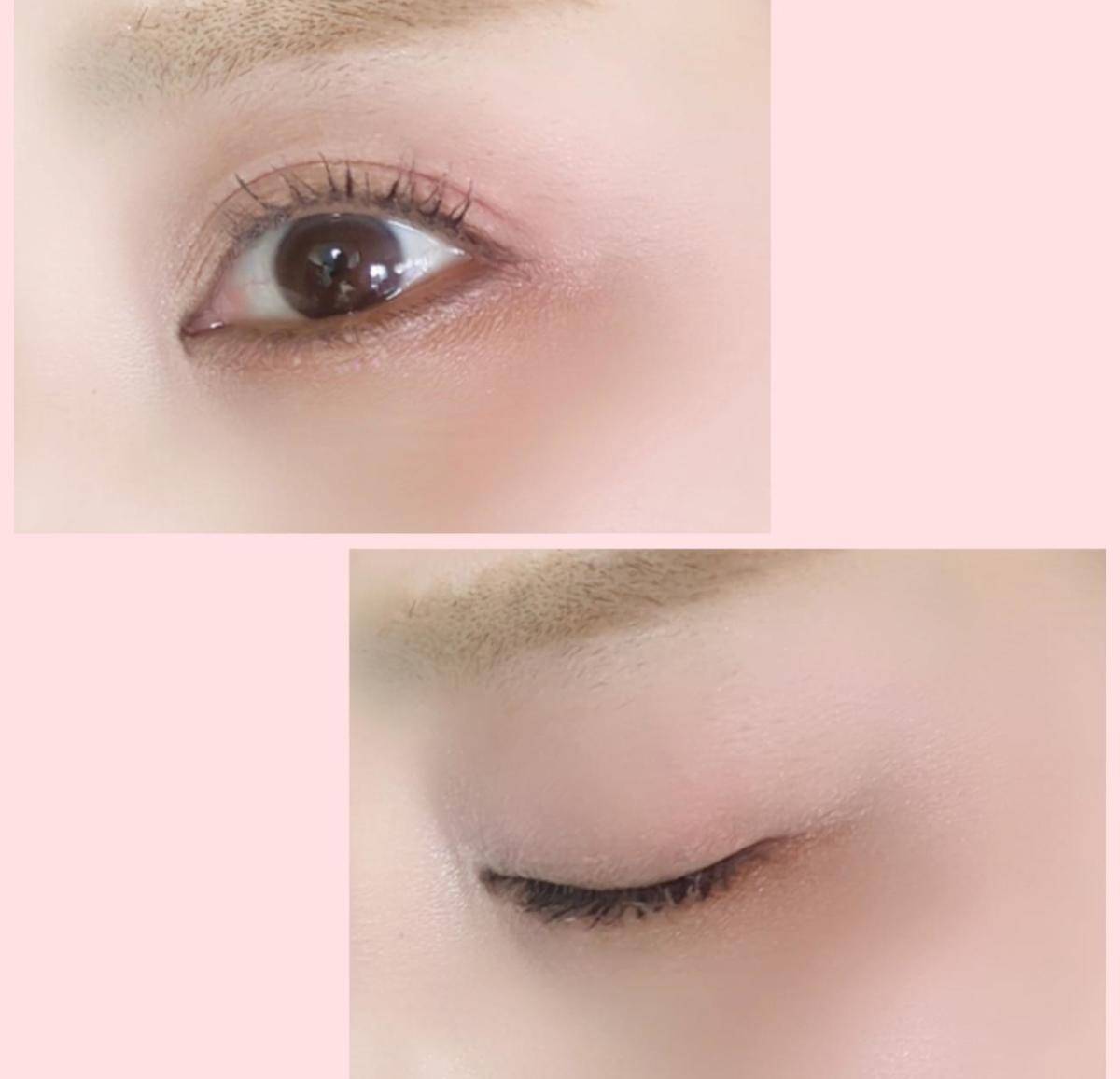 ケイトバウンシーチークシャドウ目元画像開けた目と伏せ目