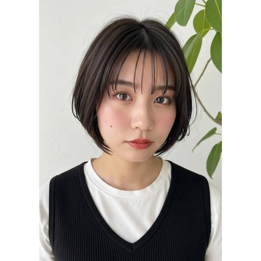 顔まわりレイヤーショートボブ