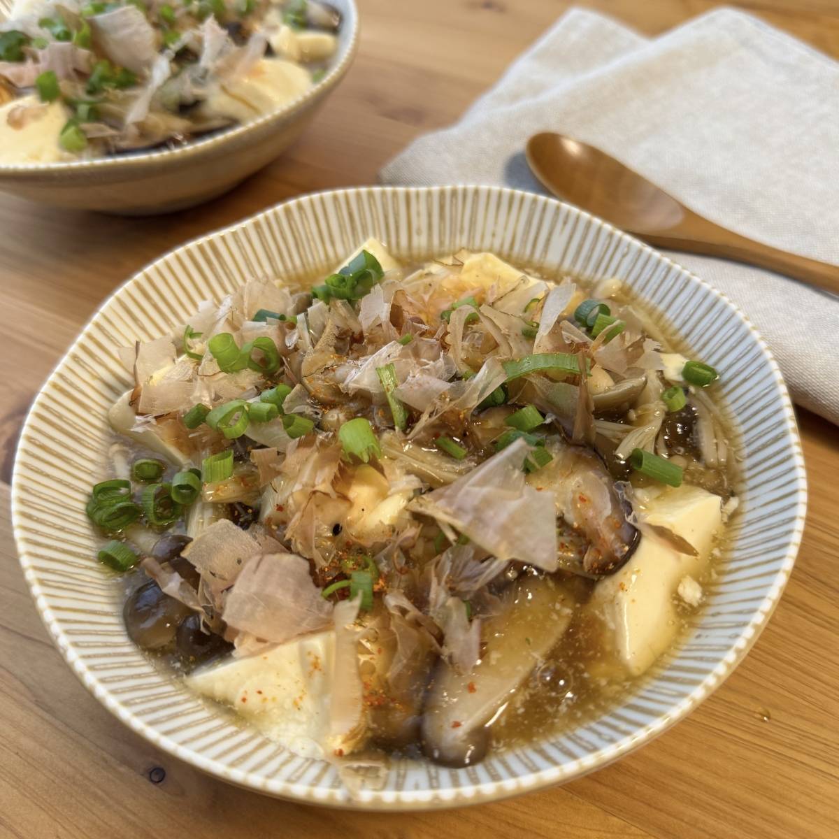 えのき×めんつゆ ヤマキ公式の「豆腐のきのこあんかけ」のレシピ