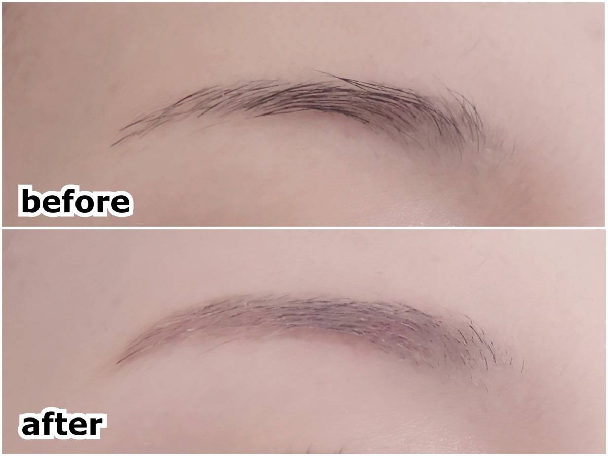 CANMAKE キャンメイク コンシーラーブロウマスカラ 01 ピンクベージュ 眉マスカラ アイブロウマスカラ 塗布前 塗布後 before after 筆者目元