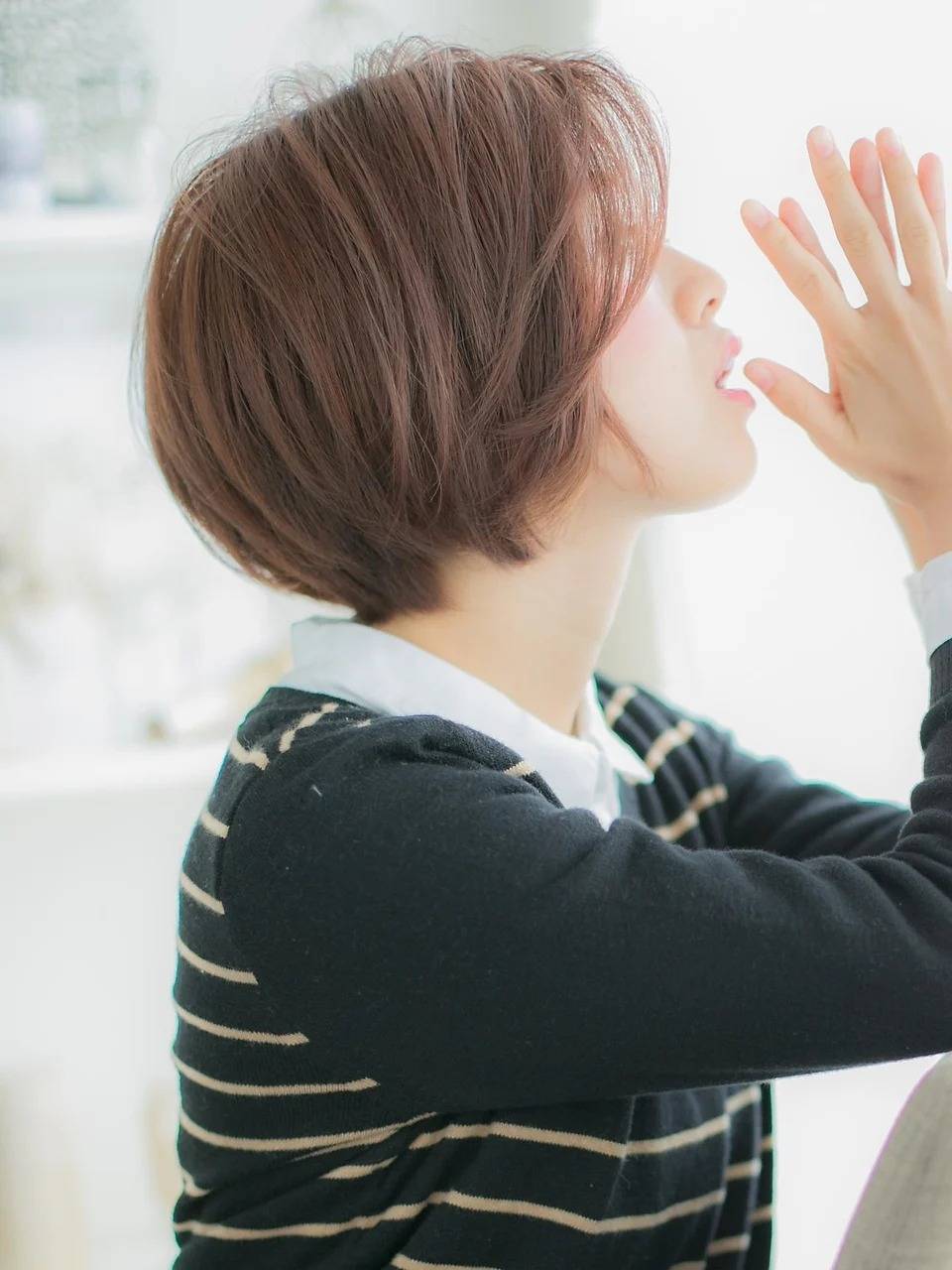 前髪長めのナチュラルボブ