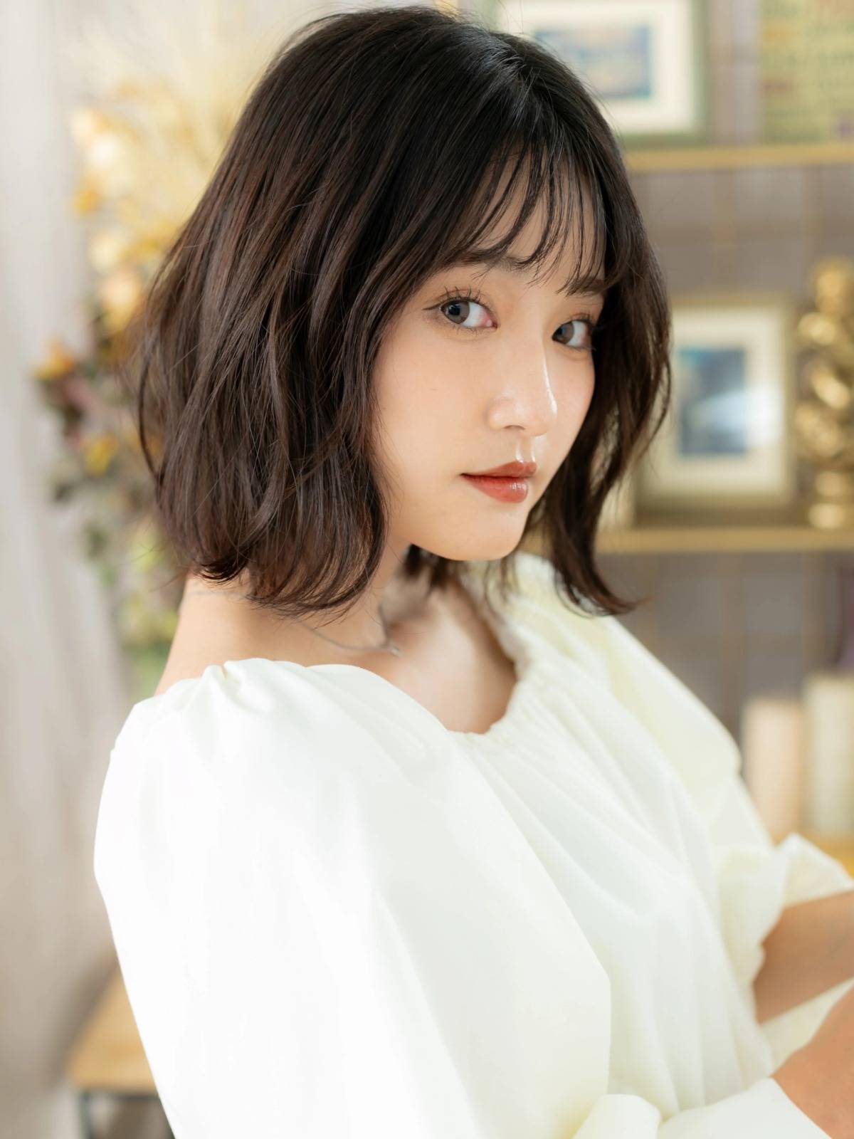 大人可愛いゆるふわボブ