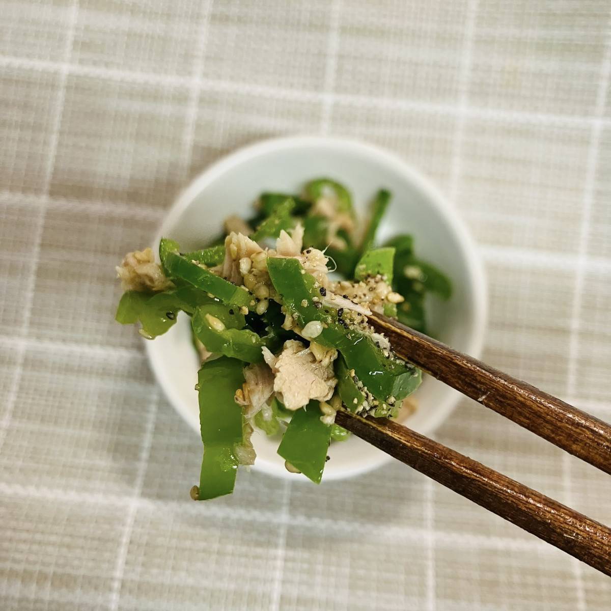 いなば公式の「ピーマンとツナのナムル風(無限ピーマン)」のレシピ