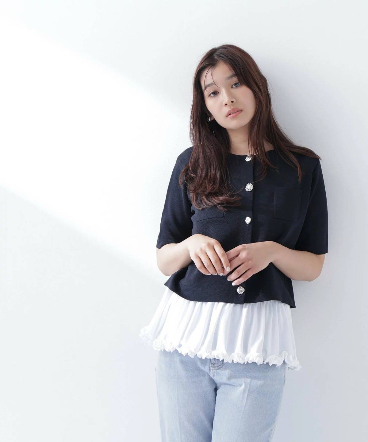 NATURAL BEAUTY BASIC アソートボタンニットジャケット
