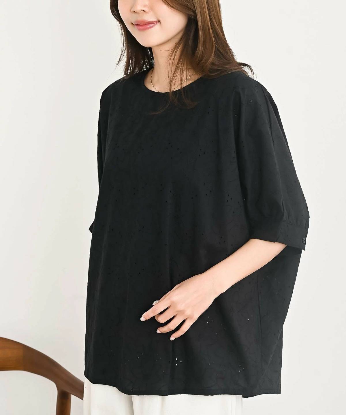 rps レース刺繍ドルマンブラウス
