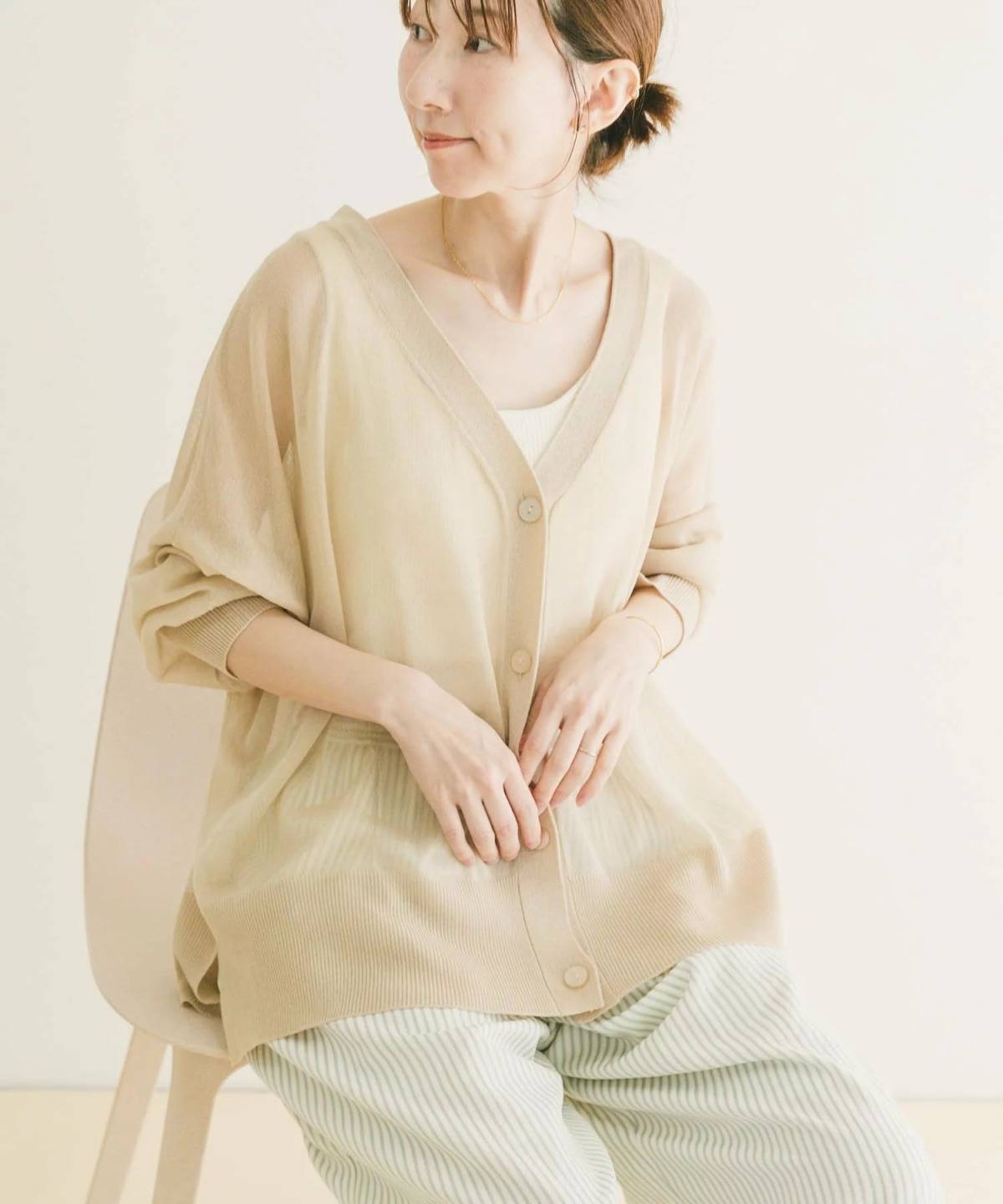 URBAN RESEARCH ITEMS シアーVネックニットカーデ