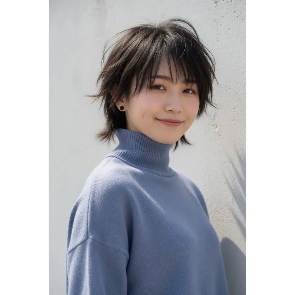 毛先を遊ばせたウルフショート