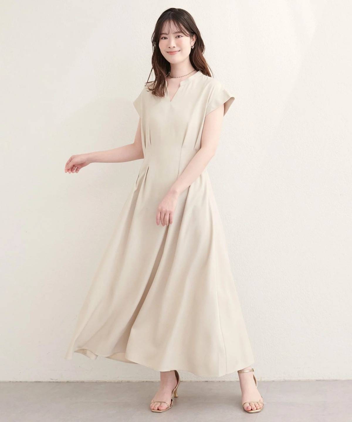 natural couture フロントタックスキッパーワンピース