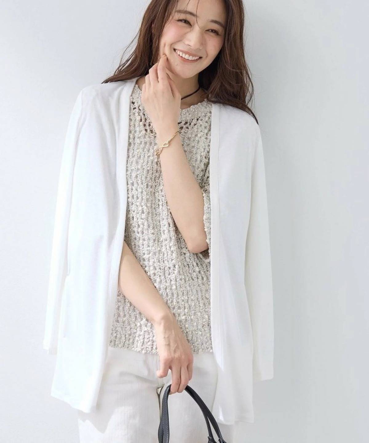 PROPORTION BODY DRESSING ハーフスリーブバイカラーニットカーディガン