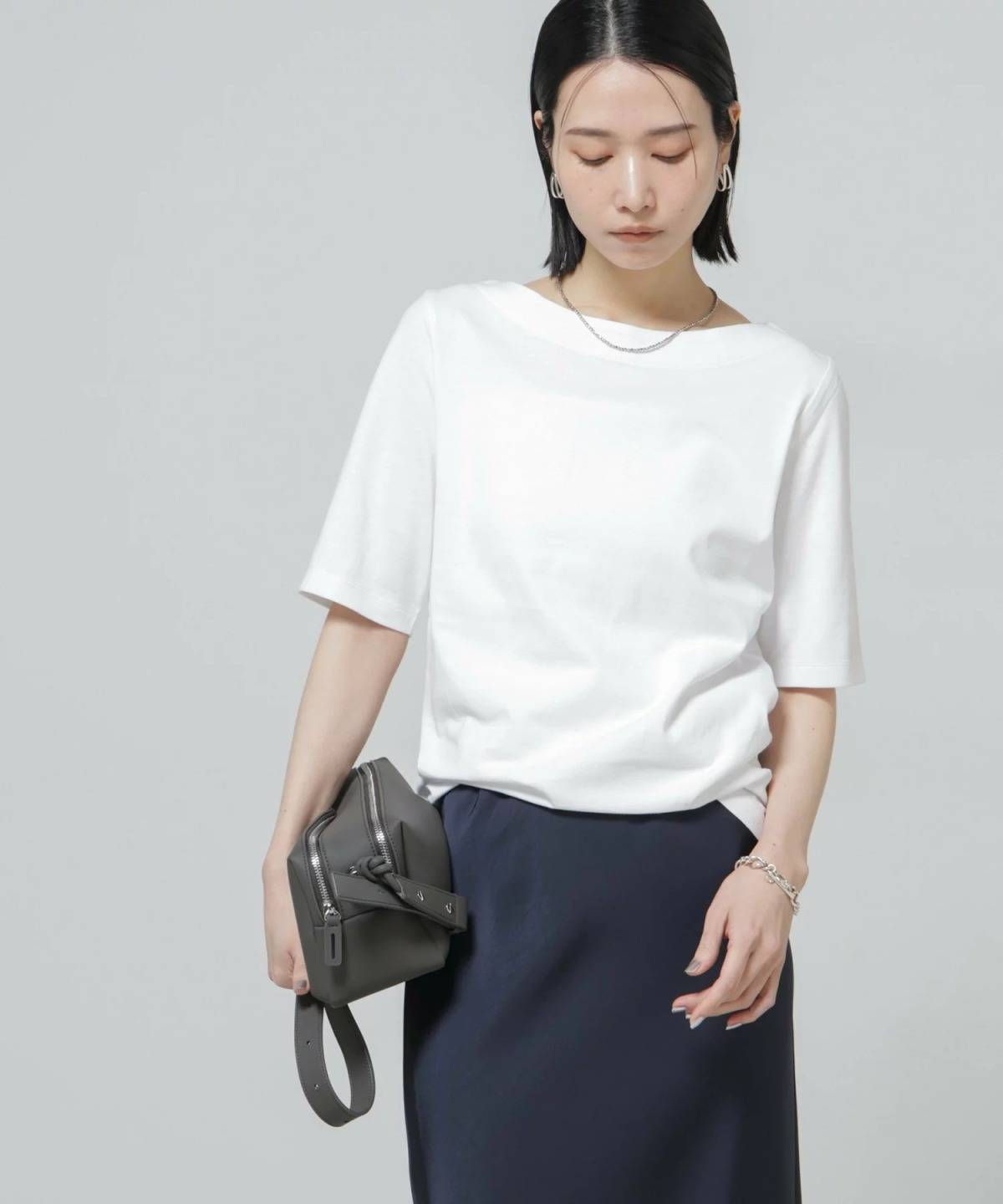 NANO universe 汗染み防止ボートネックTシャツ