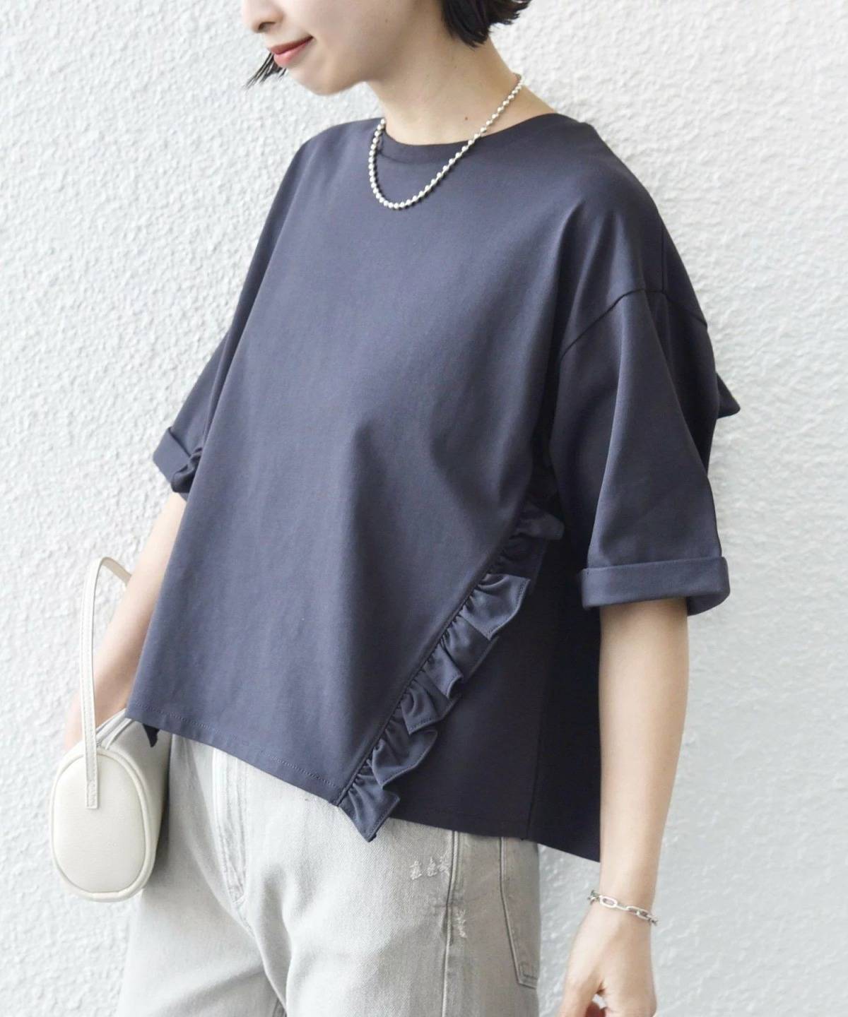 SHIPS オーガニック コットン フリル TEE