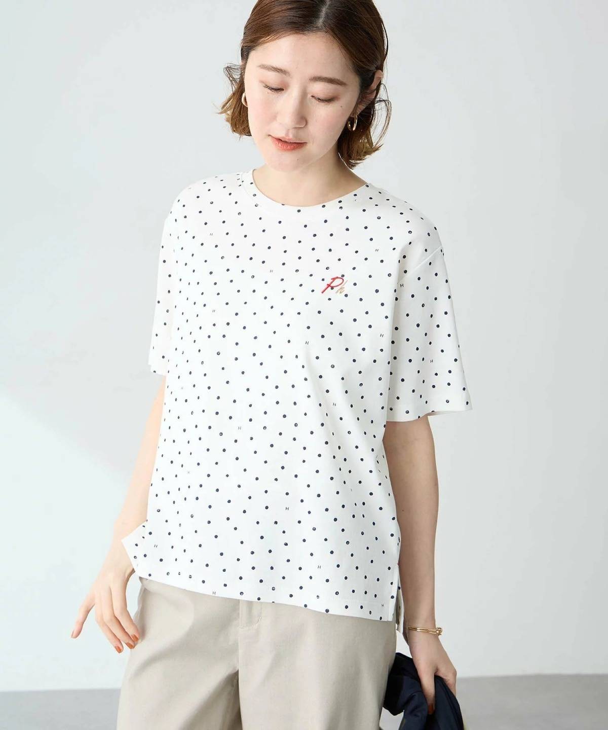 Petit Honfleur ドットプリントTシャツ