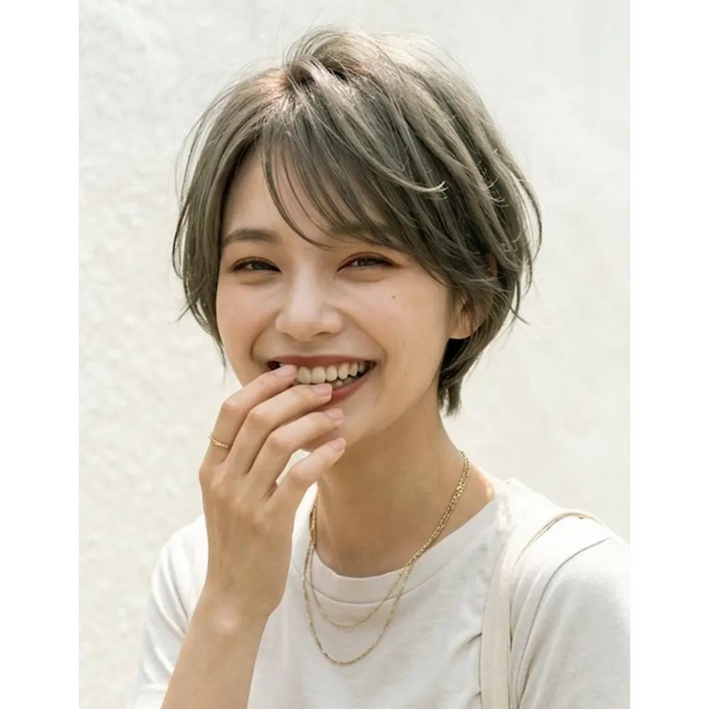 斜めバングの大人可愛いショート