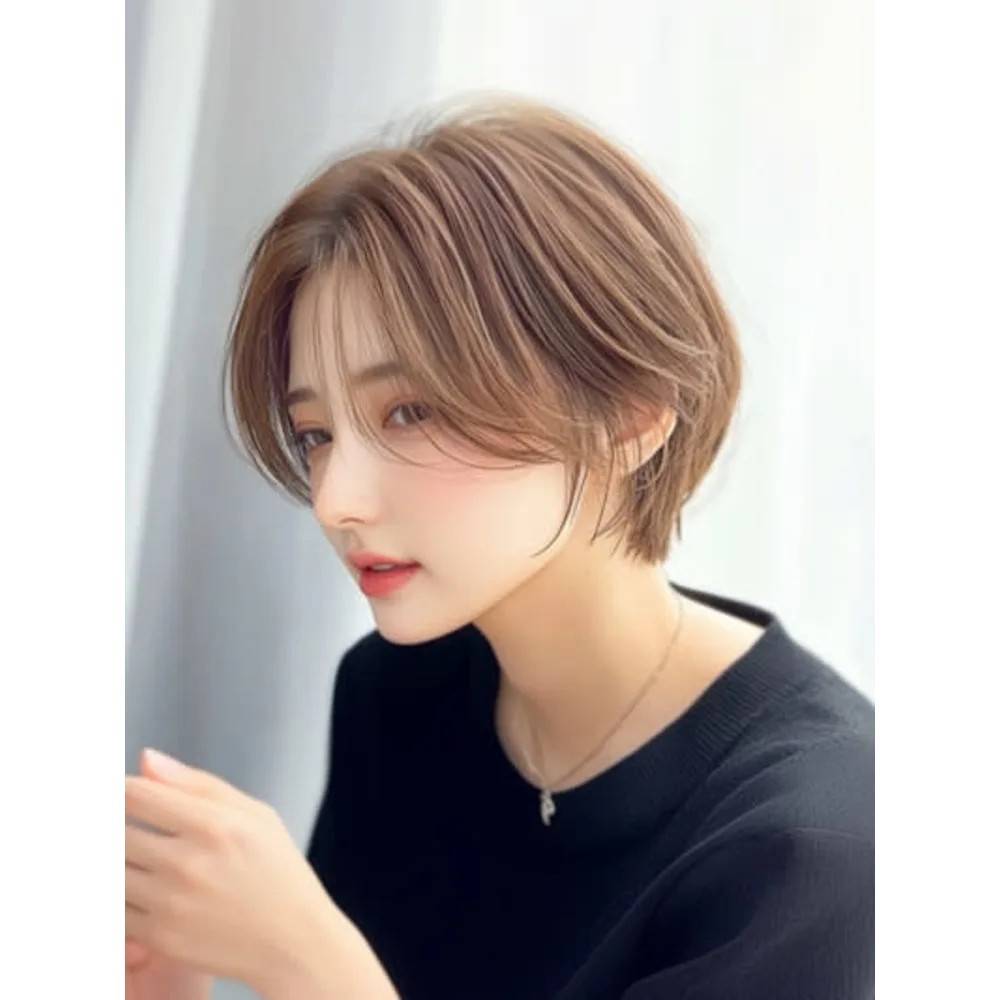 センターパートの立体ショート