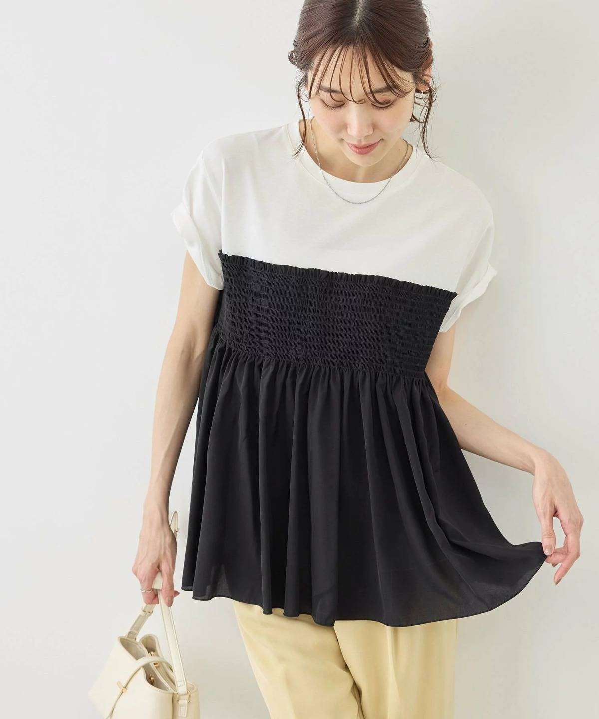 ROPE' PICNIC シャーリングドッキングハーフスリーブカットソー