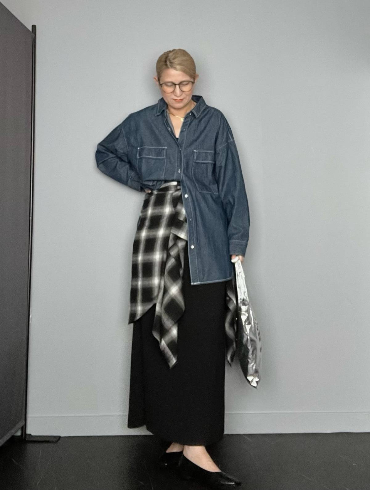 デニムシャツ×チェック柄シャツ!