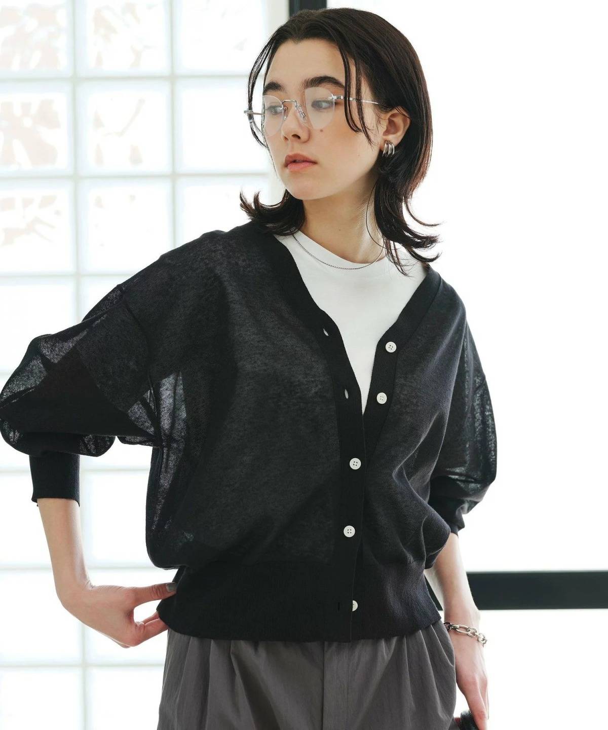 UNITED ARROWS green label relaxing ビューティーネック2WAYカーデ ウォッシャブル