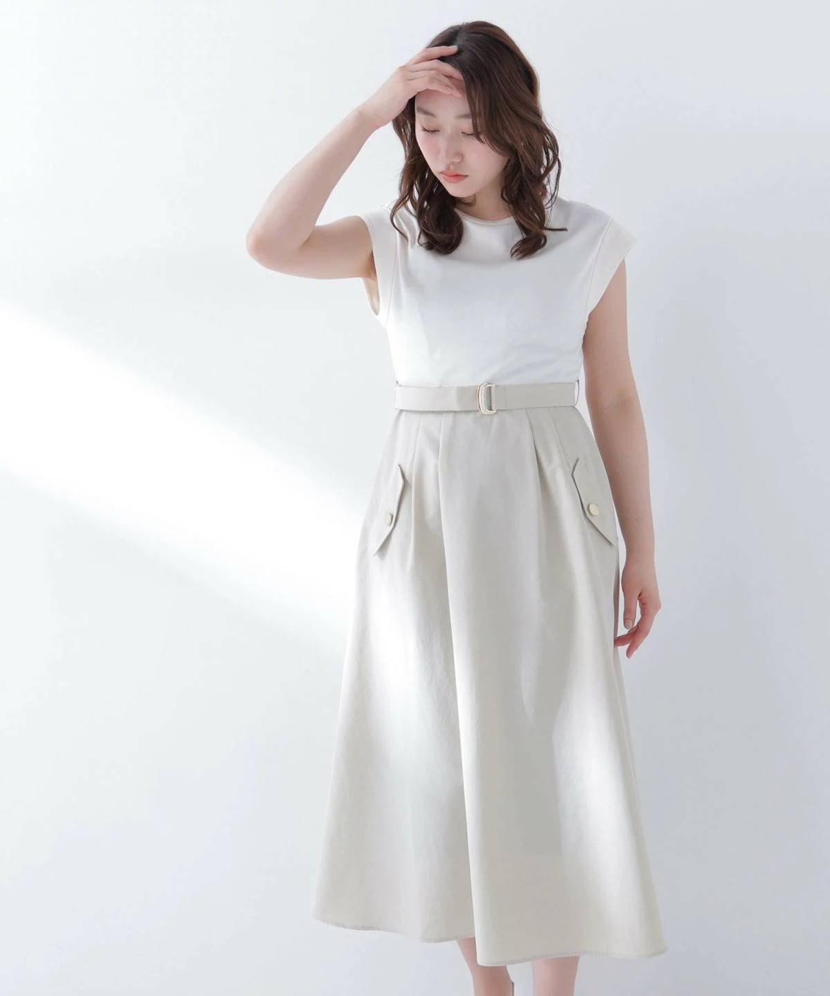 NATURAL BEAUTY BASIC フレンチスリーブドッキングワンピース