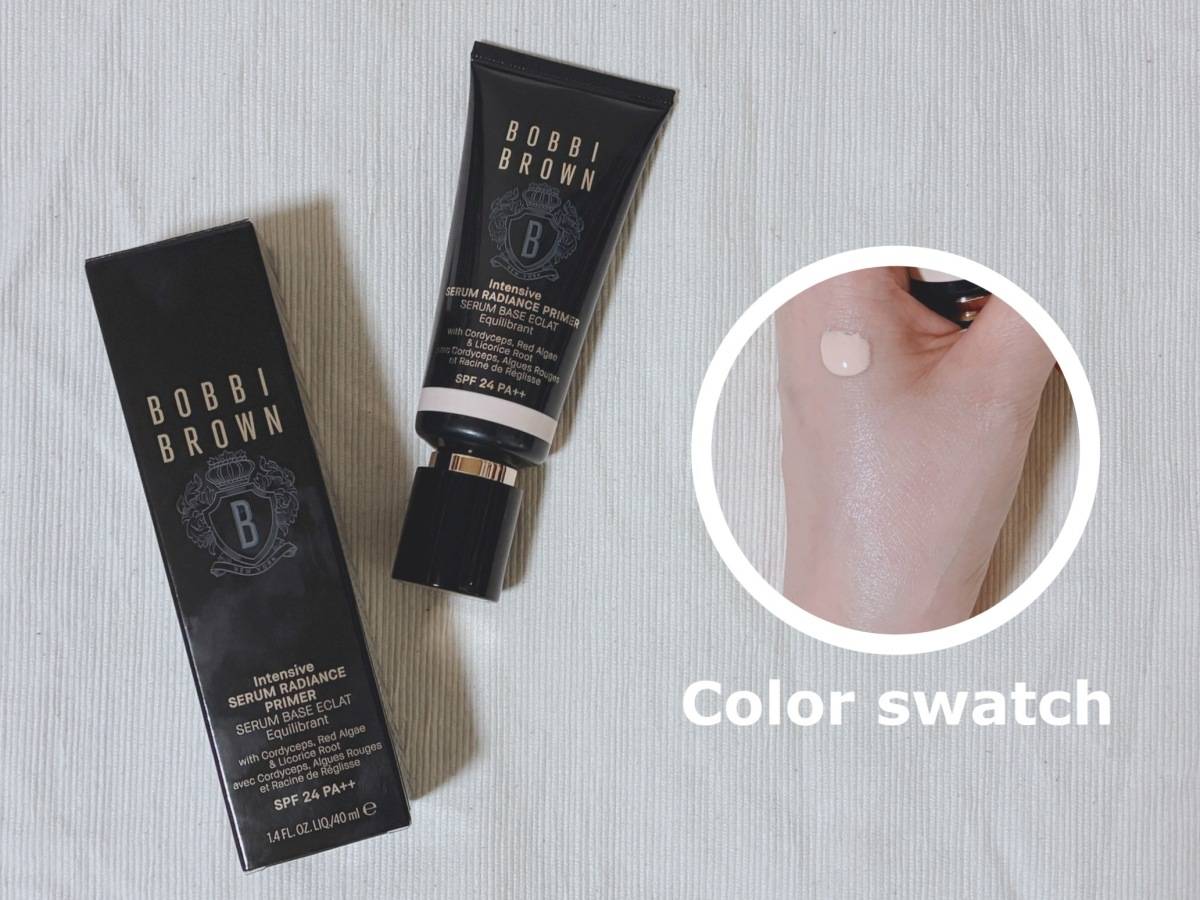 BOBBI BROWN ボビイ ブラウン インテンシブ セラム ラディアンス プライマー ロージー UV化粧下地 パケ 本体 筆者手 カラースウォッチ