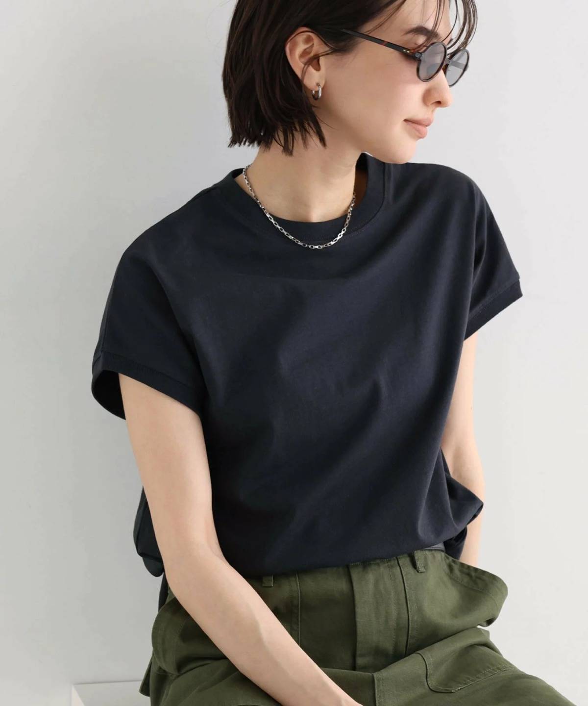 andme USAコットン 汗染み防止 フレンチスリーブ 半袖 Tシャツ