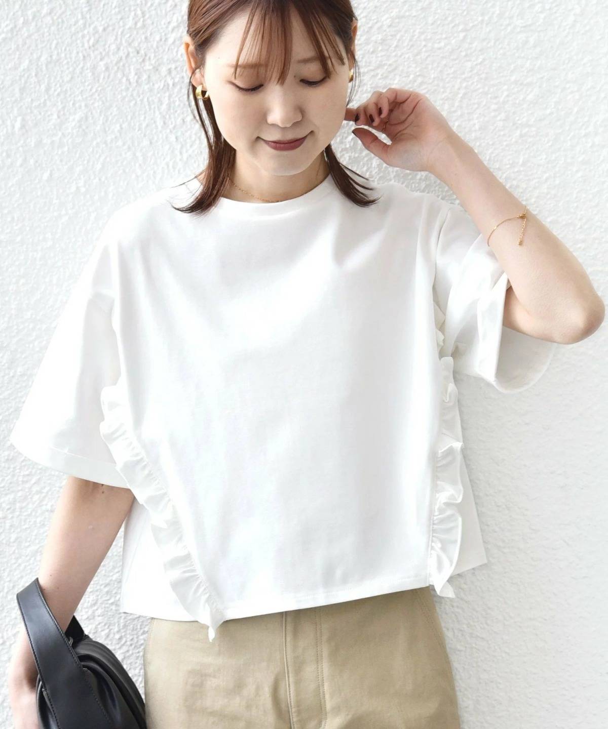 SHIPS <接触冷感>オーガニック コットン フリル TEE