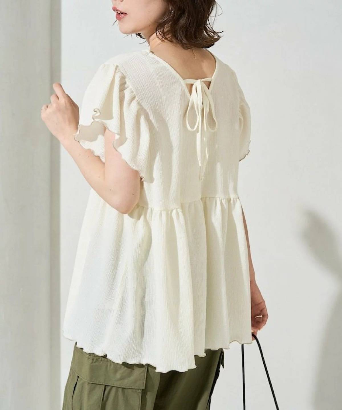 FREAK’S STORE メロー バック リボン ギャザー 楊柳 トップス