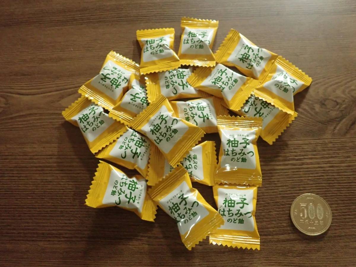 DAISO(ダイソー)：加藤製菓 柚子はちみつのど飴 65g