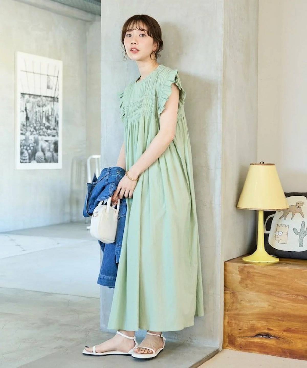 FREAK’S STORE インド ピンタック フリル ノースリーブ ワンピース