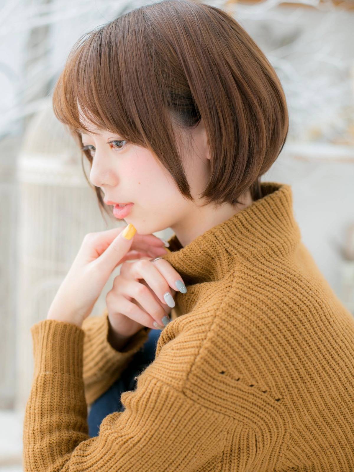 まとまり感耳掛けボブ