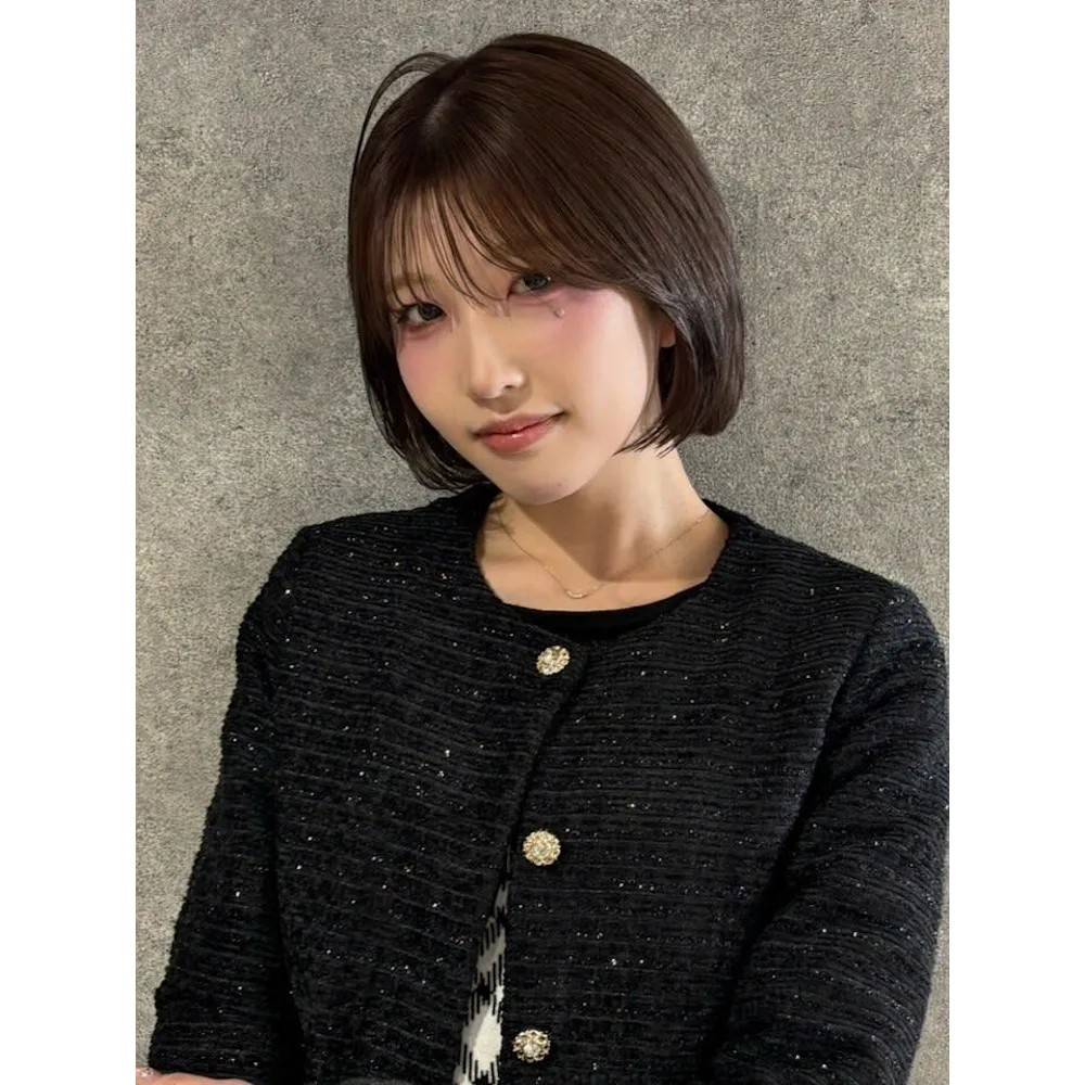 ナチュラルブラウンの丸みボブ
