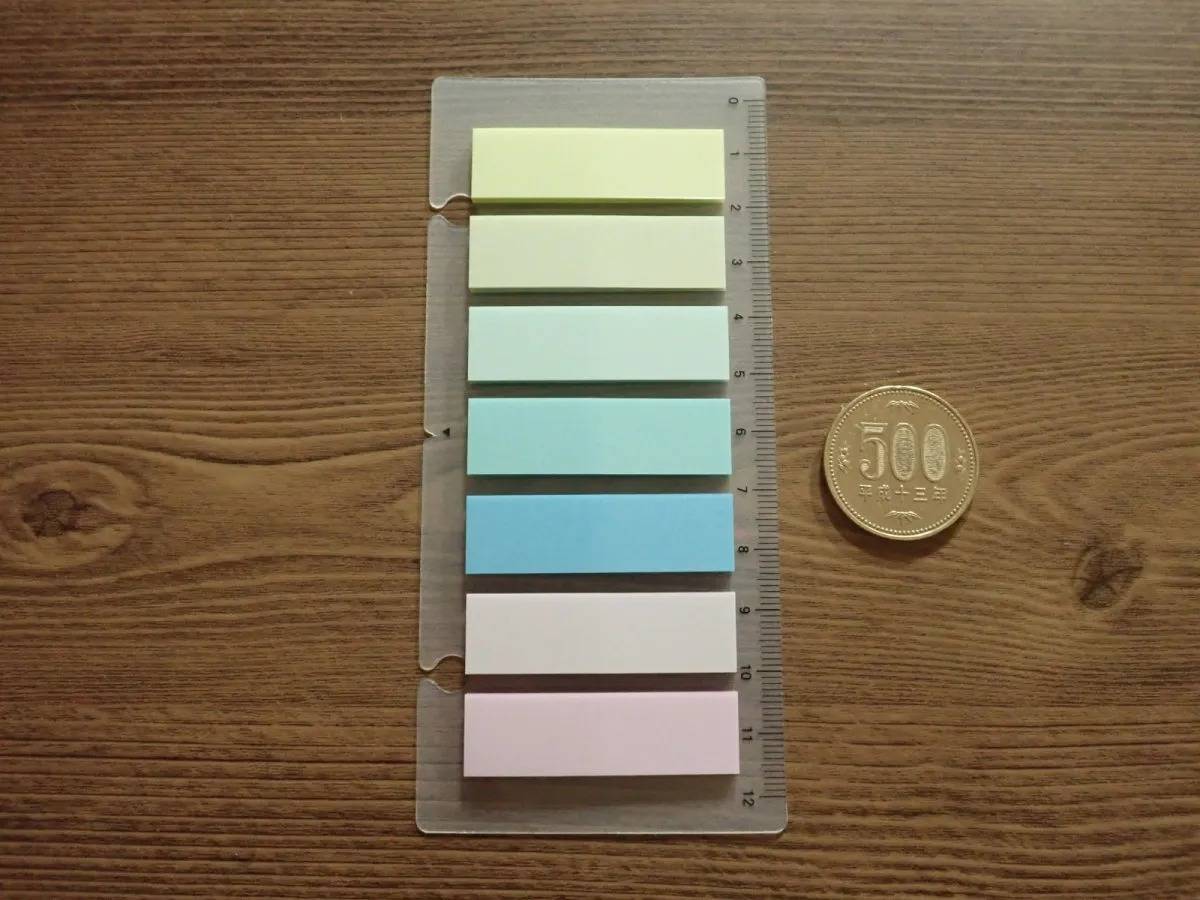 DAISO(ダイソー)：カラーフィルムふせん(7ブリーズ、スタンダード)