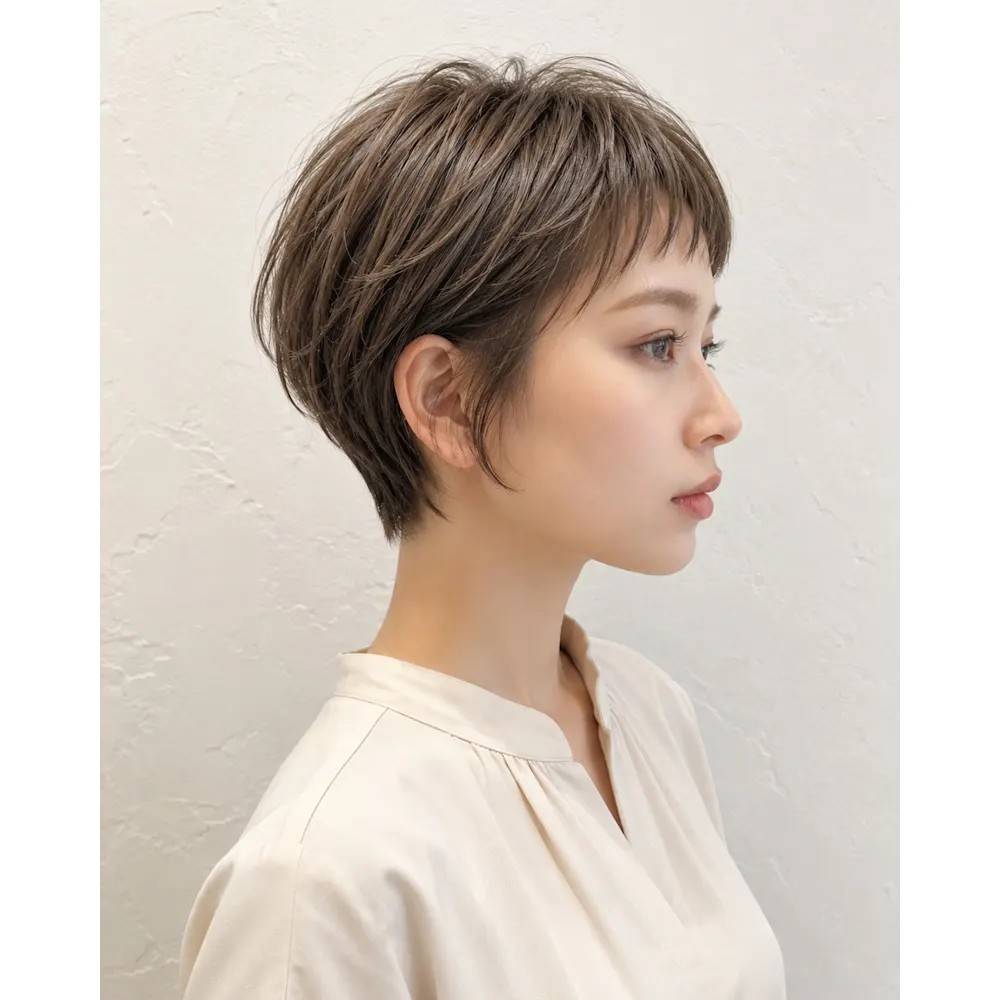 ベージュブラウンの大人ショート