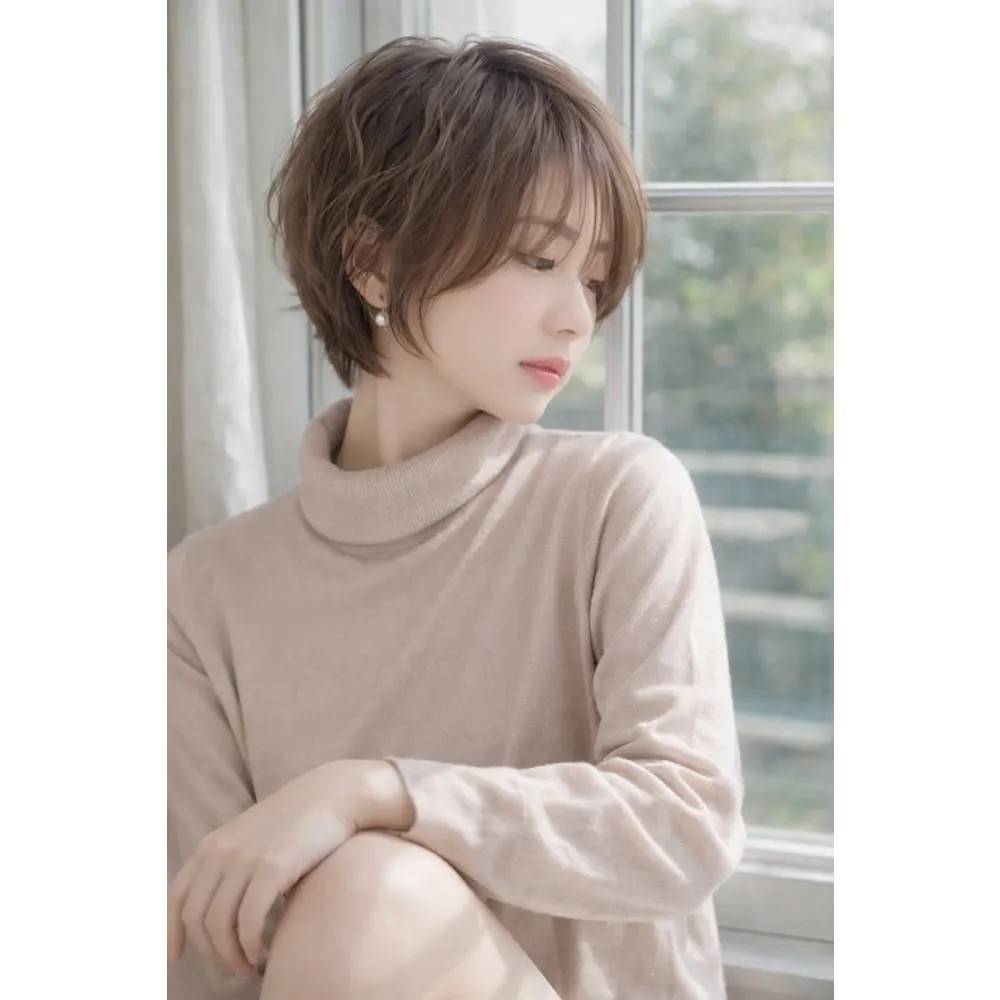 透明感ブラウンのひし形ショート