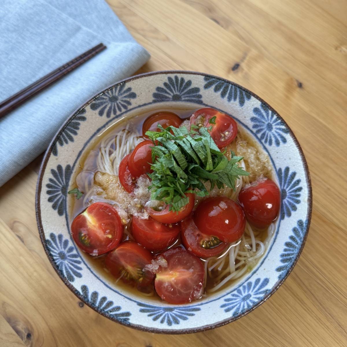 揖保乃糸公式の「トマトおろしそうめん」のレシピ