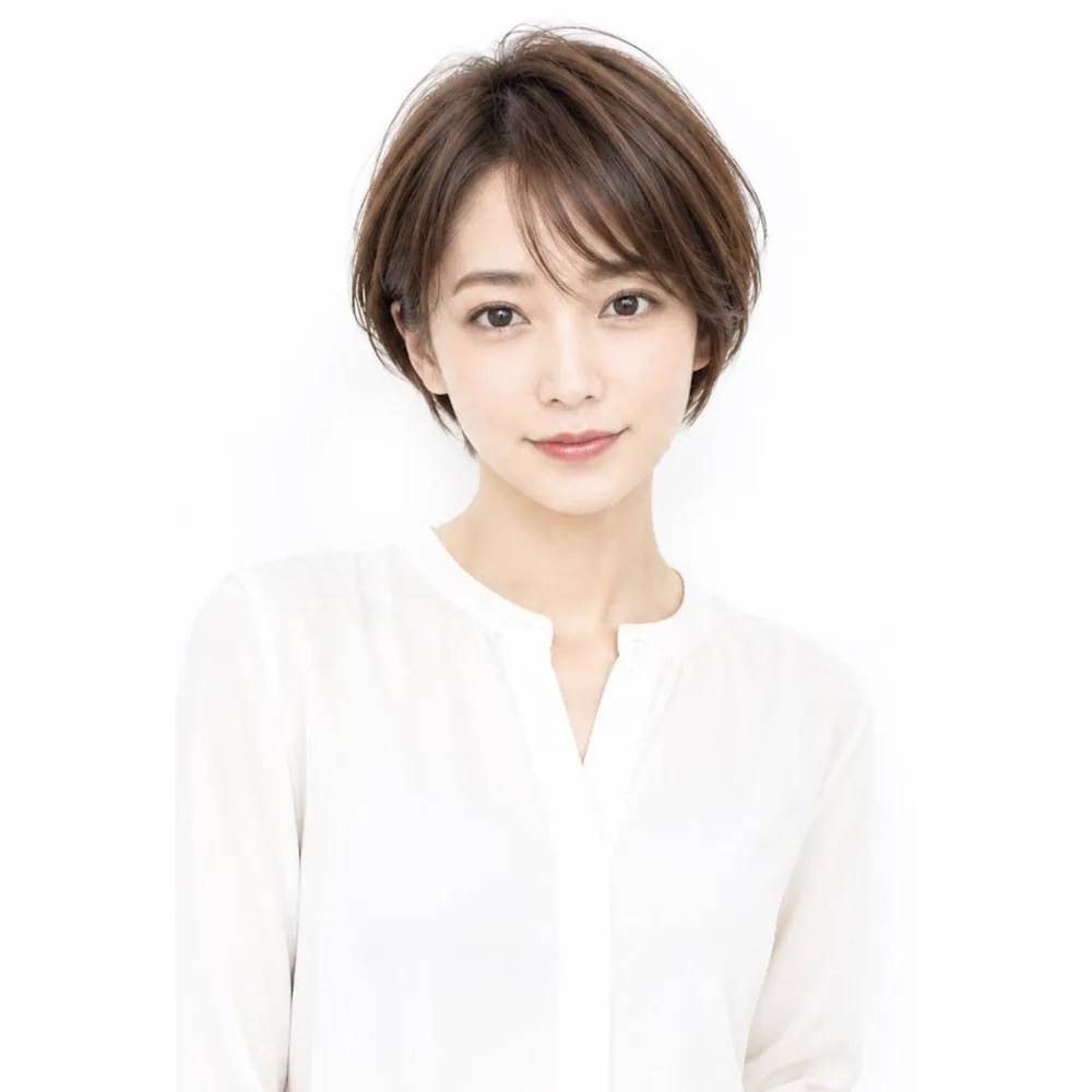 斜めバングのひし形ショート