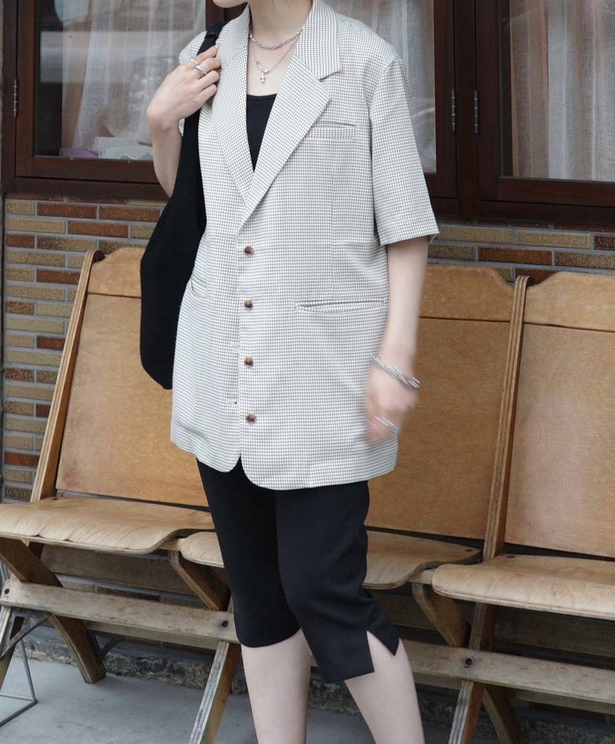 lawgy「pocket point small button check jacket」