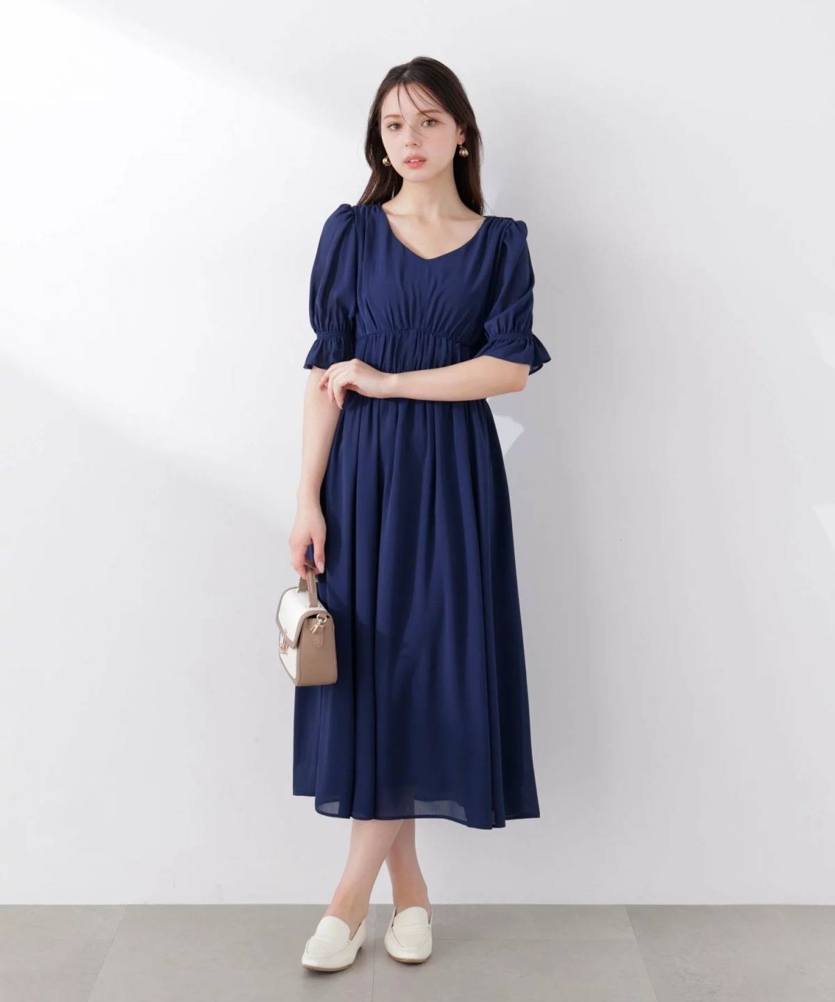 PROPORTION BODY DRESSING シフォン楊柳ギャザーワンピース