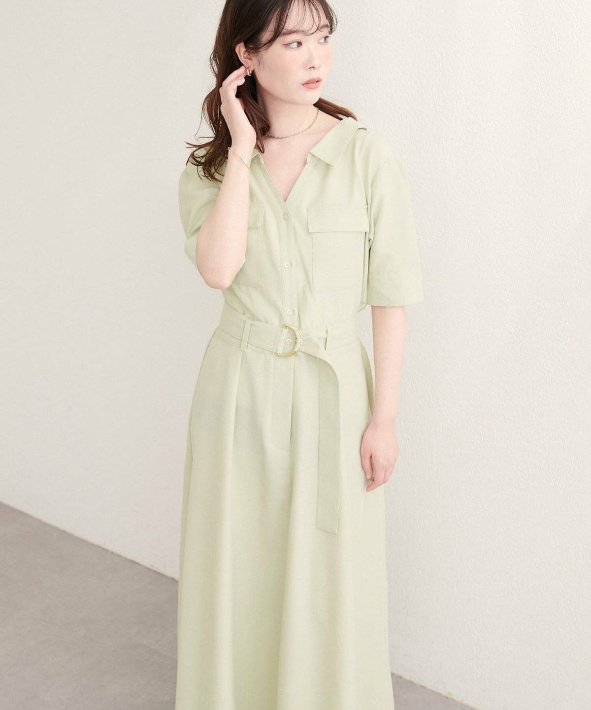 natural couture スキッパーミリタリーワンピース