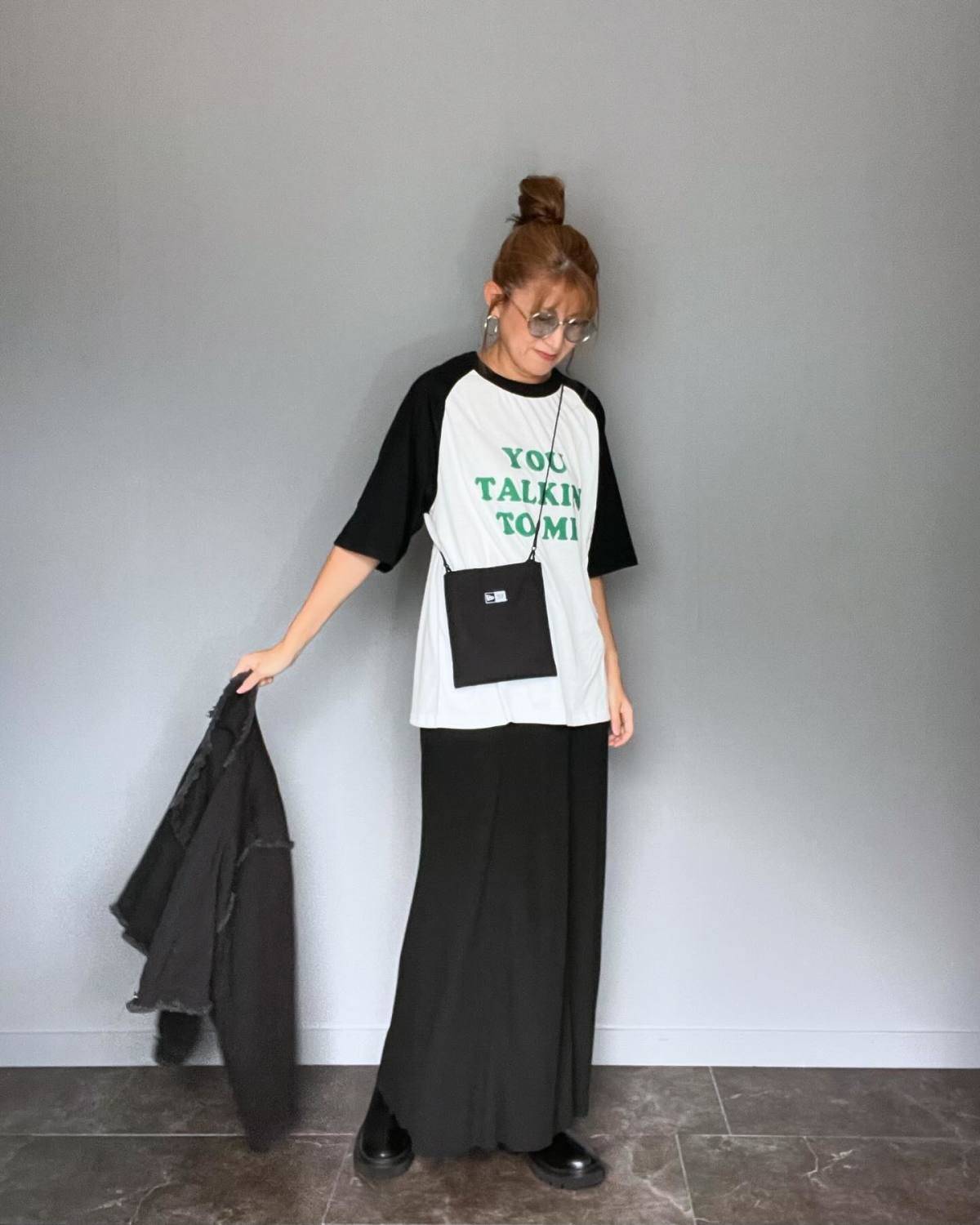 ラグランスリーブのTシャツで視線を逸らす！