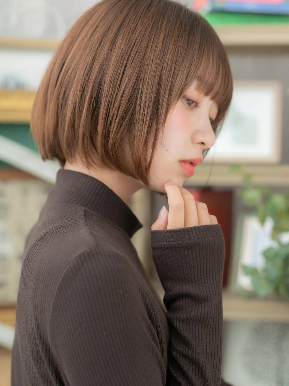 自然にまとまるシンプルボブ