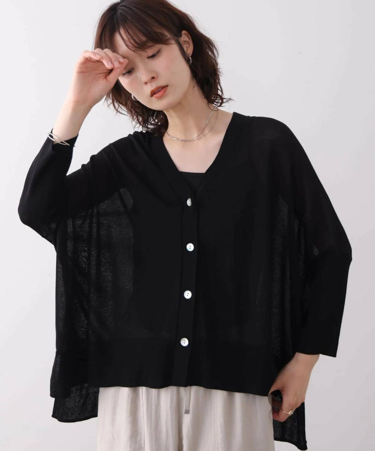 Bab / Bou Jeloud UVサラサラBOXシルエット前後差カーディガン