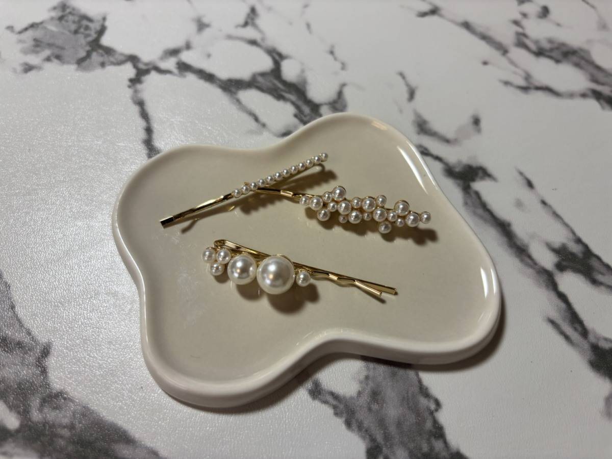 3COINS マルチパールヘアピン3個セット デザイン&質感チェック①