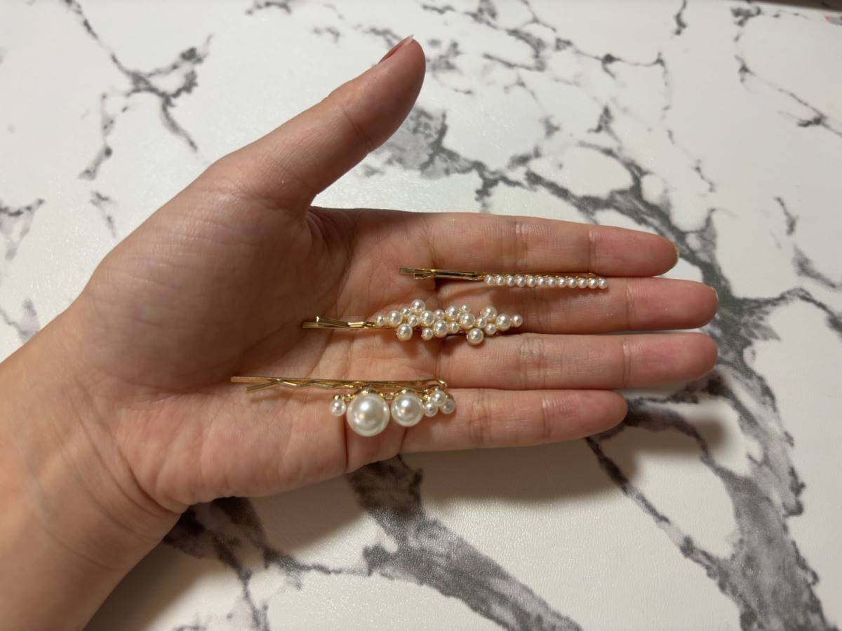 3COINS マルチパールヘアピン3個セット デザイン&質感チェック③